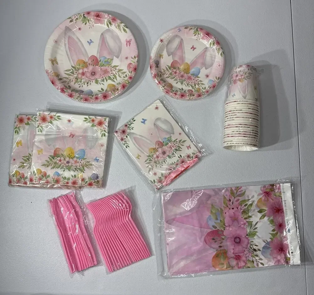 Happy Easter Table Wear Kit Pink Easter Party Supplies